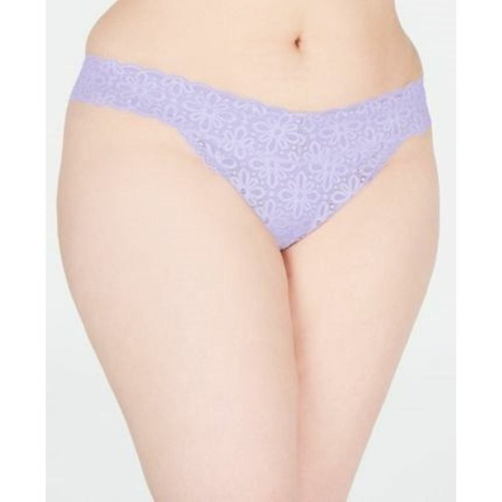 Jenni Womens Thong Panty Purple OS Fits 1X 2X 3X NWT Lace Stretch